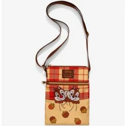 Cheap 👏 Loungefly Disney Chip 'N' Dale Acorn Plaid Passport Crossbody Bag 🎉