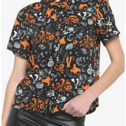 Brand new 🛒 Her Universe Disney Hocus Pocus Filigree Icons 👧 Girls Woven Button-Up 😉