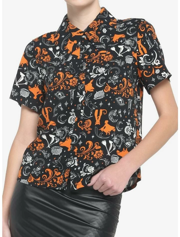 Brand new π Her Universe Disney Hocus Pocus Filigree Icons π§ Girls Woven Button-Up π