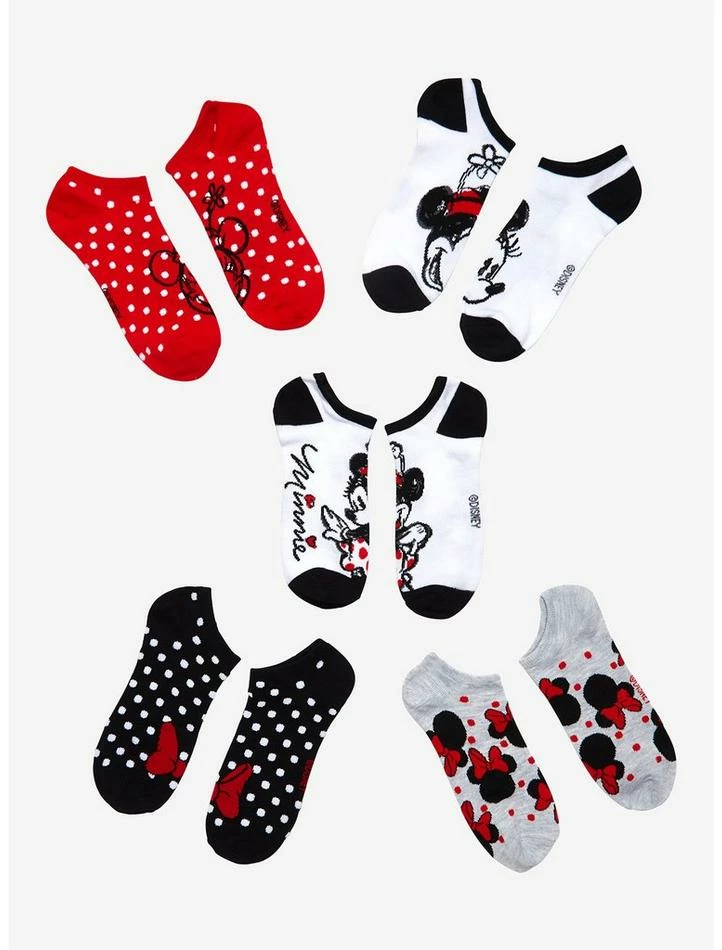 Coupon 🤩 Disney Minnie Mouse Polka Dots No-Show 🧦 Socks 5 Pair 😉