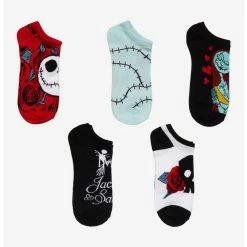 Buy 👏 The Nightmare Before 🎄 Christmas Jack & Sally Roses No-Show 🧦 Socks 5 Pair 🥰