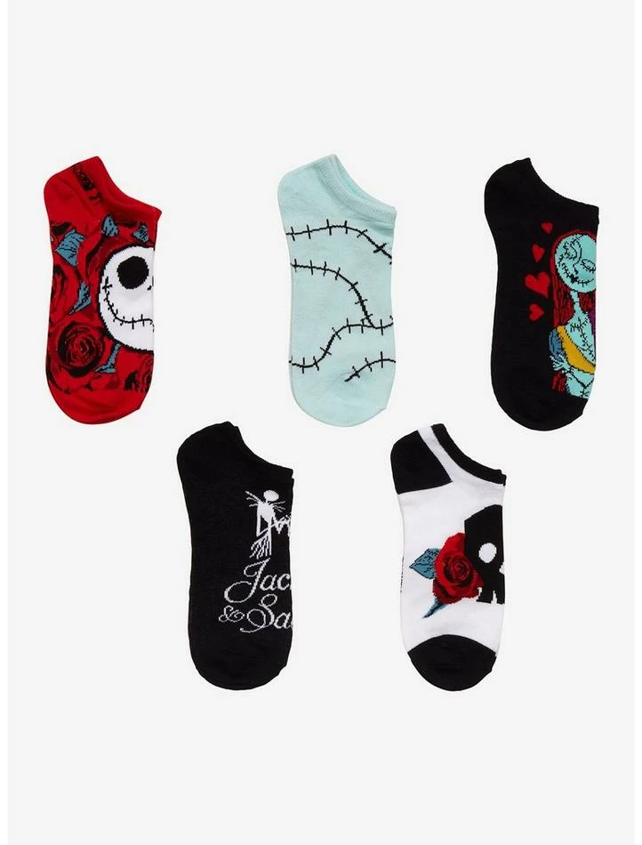 Buy 👏 The Nightmare Before 🎄 Christmas Jack & Sally Roses No-Show 🧦 Socks 5 Pair 🥰