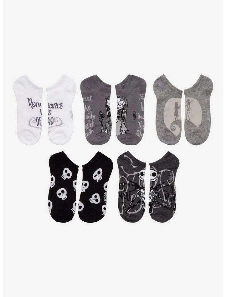 Top 10 ❤️ The Nightmare Before 🎄 Christmas Jack & Sally No-Show 🧦 Socks 5 Pair 🥰 - Image 2
