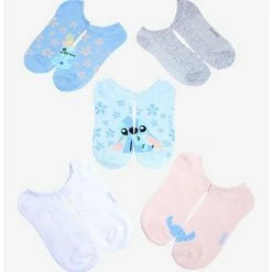 New 🧨 Disney Lilo & Stitch Textured No-Show 🧦 Socks 5 Pair 🎁