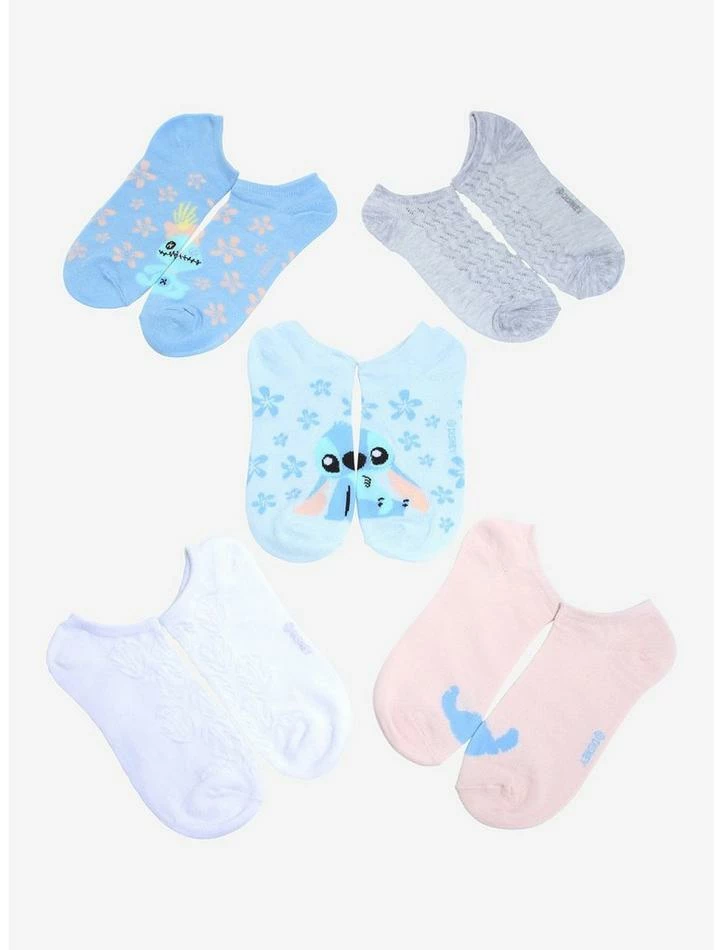 New ๐งจ Disney Lilo & Stitch Textured No-Show ๐งฆ Socks 5 Pair ๐