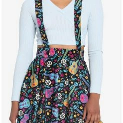Cheap 🎁 Disney Pixar Coco Sugar Skull & Guitar Velvet Suspender 👗 Skirt 👍