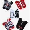New 🌟 Disney Minnie Mouse Red & Black No-Show 🧦 Socks 5 Pair ✨