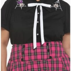 New 🎁 Her Universe Disney 🧛 Halloween Bat Wing Collar 👧 Girls Woven Button-Up Plus Size 😀