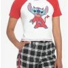 Coupon 🛒 Her Universe Disney Lilo & Stitch Devil 👧 Girls Raglan Baby T-Shirt 👍