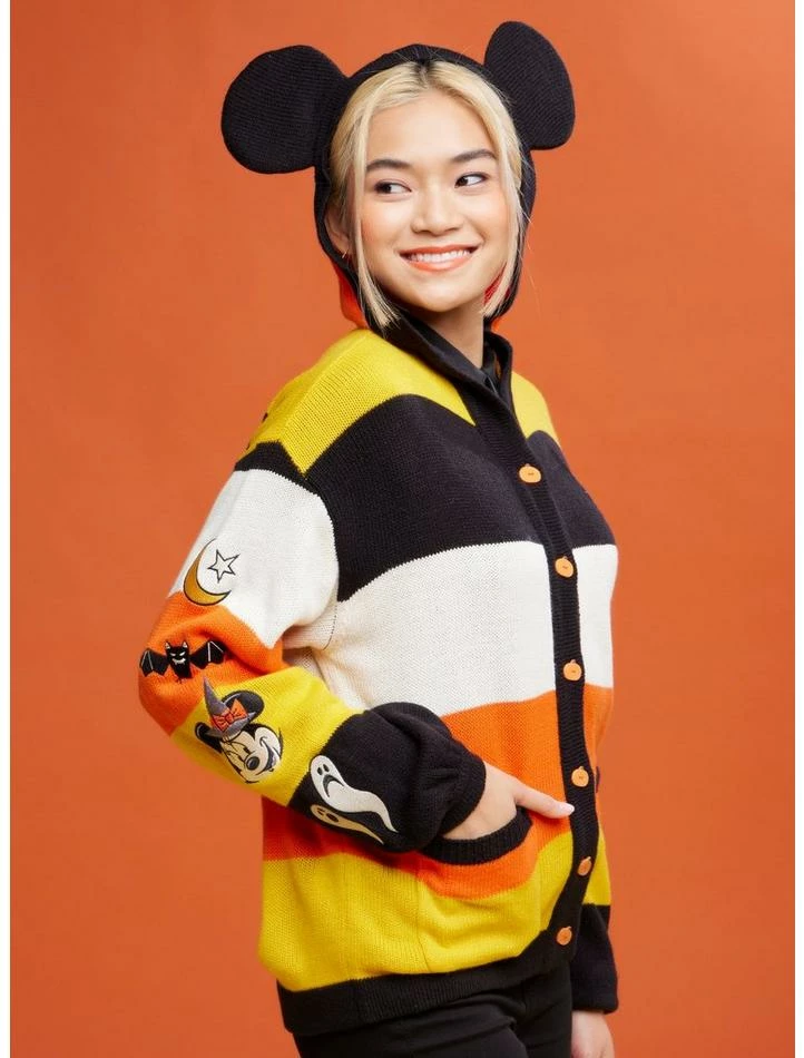 Flash Sale 👏 Her Universe Disney 🧛 Halloween Mickey Mouse Stripe 👧 Girls Hooded Cardigan ✔️ - Image 4