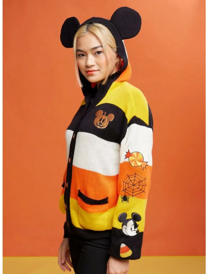 Flash Sale 👏 Her Universe Disney 🧛 Halloween Mickey Mouse Stripe 👧 Girls Hooded Cardigan ✔️ - Image 5
