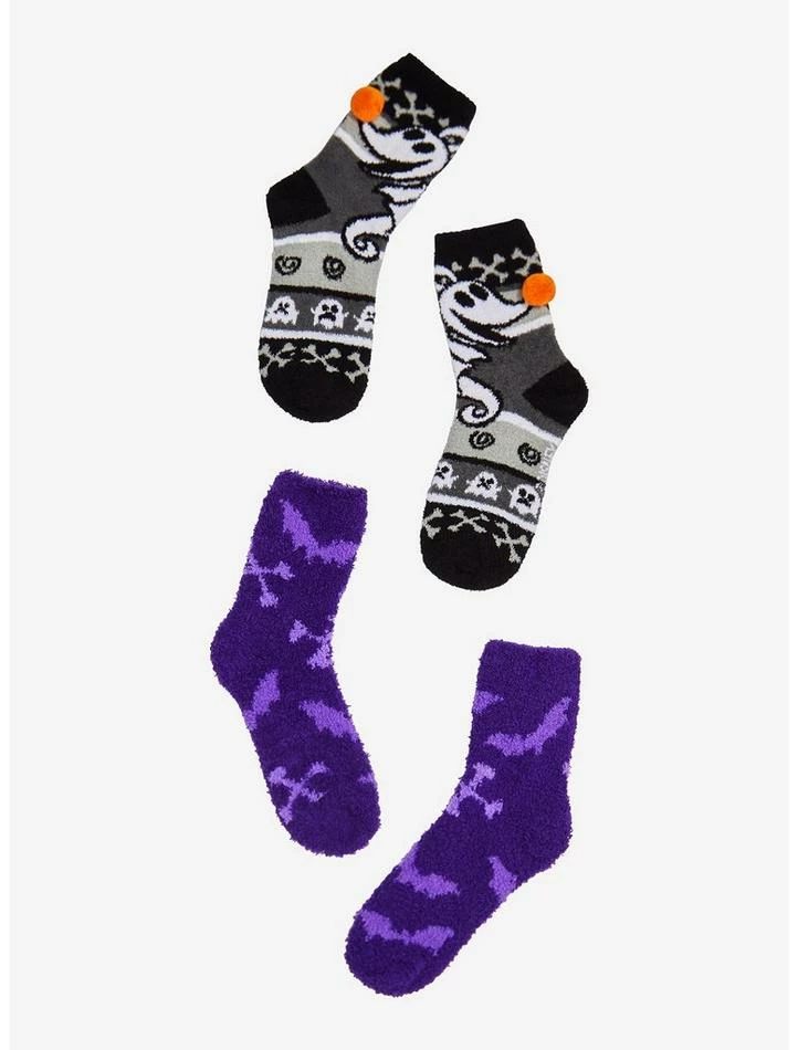 Best Pirce 🥰 The Nightmare Before 🔔 Christmas Zero Bats Fuzzy 🧦 Socks 2 Pair 😀 - Image 2