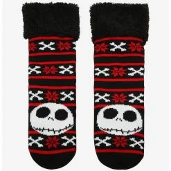 Best Pirce ๐ The Nightmare Before ๐ Christmas Jack Holiday Stripe Cozy Slipper ๐งฆ Socks ๐
