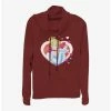 New 🔔 Disney Cinderella Hearts 👧 Girls Cowl Neck Long Sleeve Top 👏