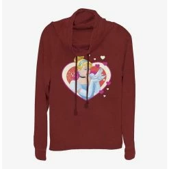 New 🔔 Disney Cinderella Hearts 👧 Girls Cowl Neck Long Sleeve Top 👏