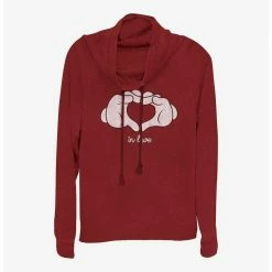 Best deal 🥰 Disney Mickey Mouse Glove Heart 👧 Girls Cowl Neck Long Sleeve Top 🥰