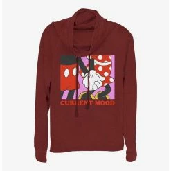 Coupon 😍 Disney Minnie Mouse Current Mood 👧 Girls Cowl Neck Long Sleeve Top 🎁