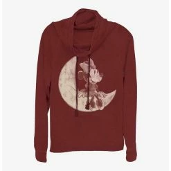 Buy ⭐ Disney Minnie Mouse Minnie On The Moon 👧 Girls Cowl Neck Long Sleeve Top 🌟