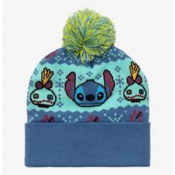 Budget โญ Disney Lilo & Stitch Fair Isle Pom Beanie โญ