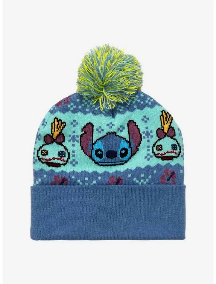 Budget ⭐ Disney Lilo & Stitch Fair Isle Pom Beanie ⭐