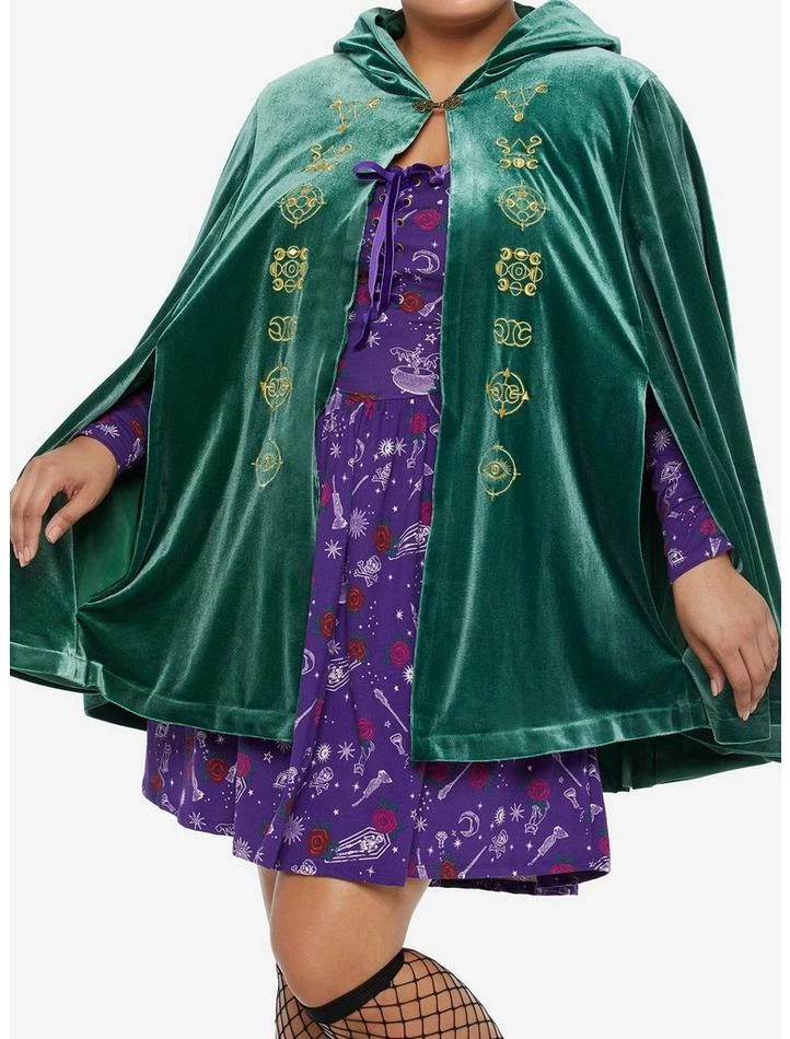 New 👍 Her Universe Disney Hocus Pocus Winifred Velvet 👧 Girls Hooded Cape Plus Size ❤️