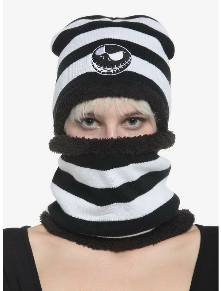 Cheapest ⭐ The Nightmare Before ❄ Christmas Jack Stripe Scarf & Beanie Set ✔️