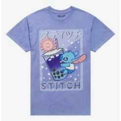 New 👍 Disney Lilo & Stitch Boba Boyfriend Fit 👧 Girls T-Shirt ⌛