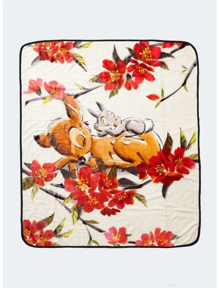 Coupon 🌟 Disney Bambi Napping Floral Throw Blanket 🔔