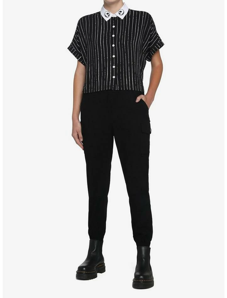 Cheapest ๐ The Nightmare Before ๐ Christmas Jack Pinstripe ๐ง Girls Woven Button-Up ๐งจ - Image 2