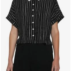 Cheapest 🎁 The Nightmare Before 🎁 Christmas Jack Pinstripe 👧 Girls Woven Button-Up 🧨
