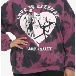 Best deal ⭐ The Nightmare Before ❄ Christmas Love Is Eternal Tie-Dye 👧 Girls Sweatshirt Plus Size 😀