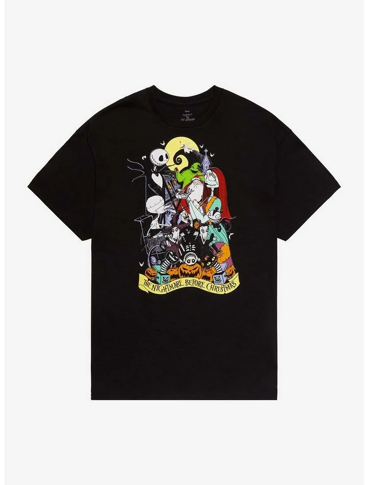 Wholesale 🔥 The Nightmare Before 🎄 Christmas Graveyard Collage Boyfriend Fit 👧 Girls T-Shirt ⌛
