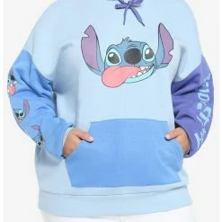 Coupon 🛒 Disney Lilo & Stitch Color-Block 👧 Girls Hoodie Plus Size 🔥