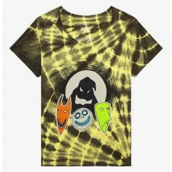 Best deal 🎉 The Nightmare Before 🎁 Christmas Oogie's Boys Mask Tie-Dye Boyfriend Fit 👧 Girls T-Shirt Plus Size 🔥