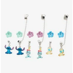 Brand new 🔥 Disney Lilo & Stitch Character Floral Cuff Earring Set 👍