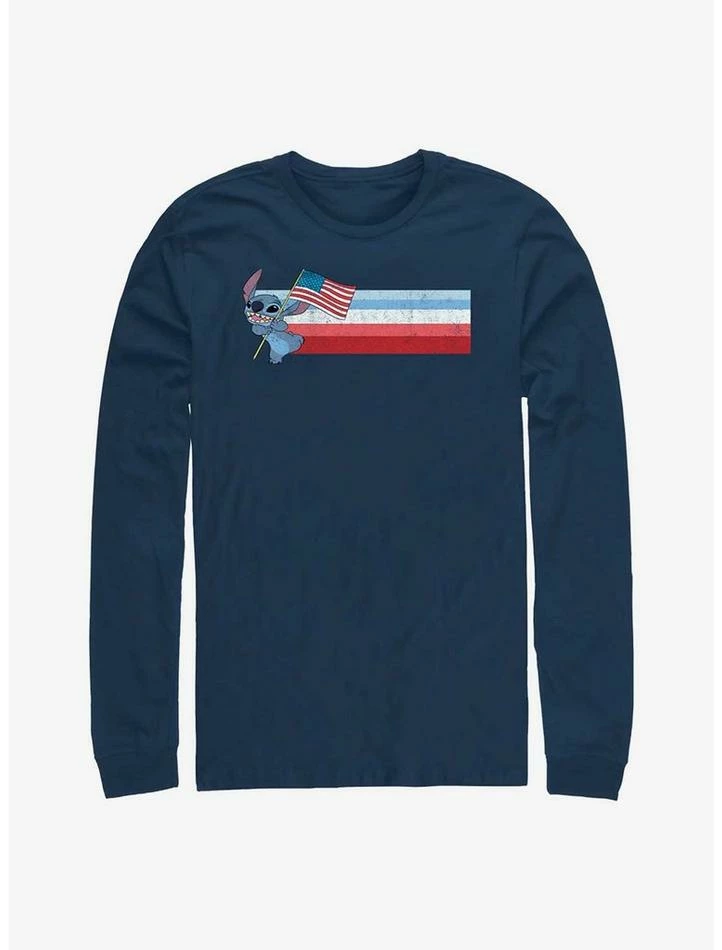 Promo ⌛ Disney Lilo & Stitch Patriotic Stitch Long Sleeve T-Shirt 🌟