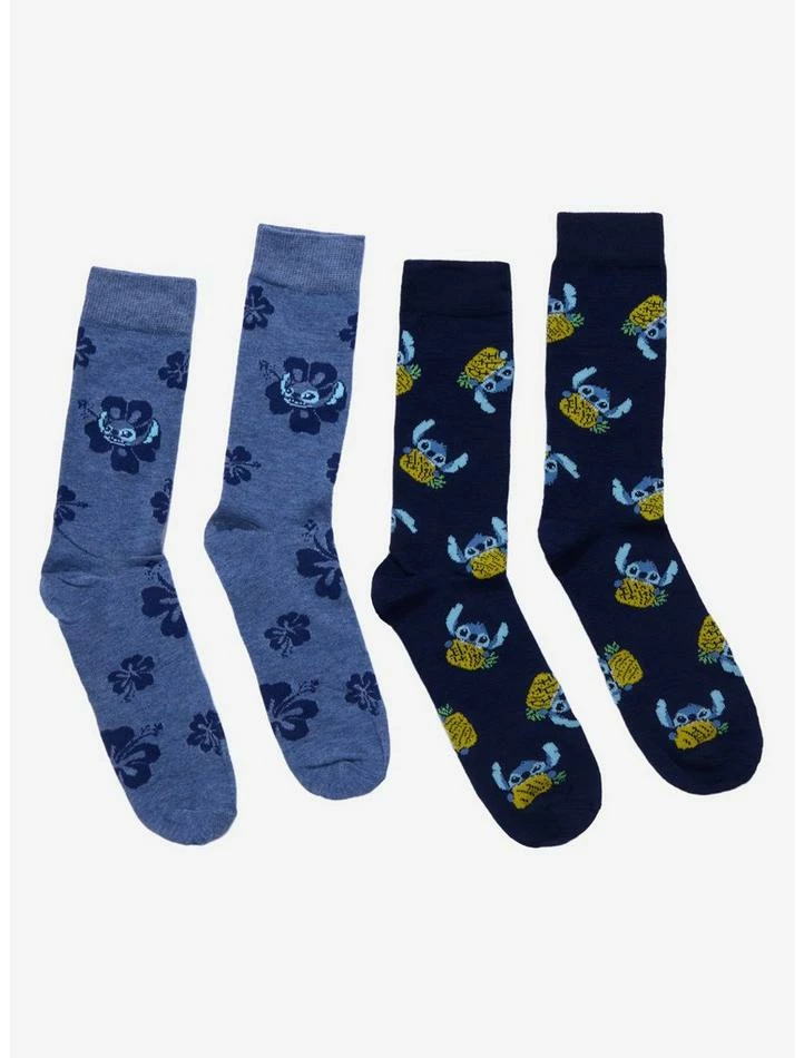 Brand new 🤩 Disney Lilo & Stitch Tropical Pineapple Crew 🧦 Socks 2 Pair 🔔