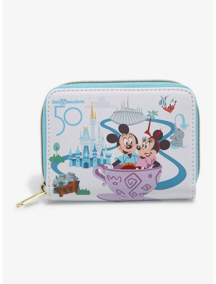 Best deal 👏 Loungefly Walt Disney World 50th Anniversary Mini Zipper Wallet 🎉
