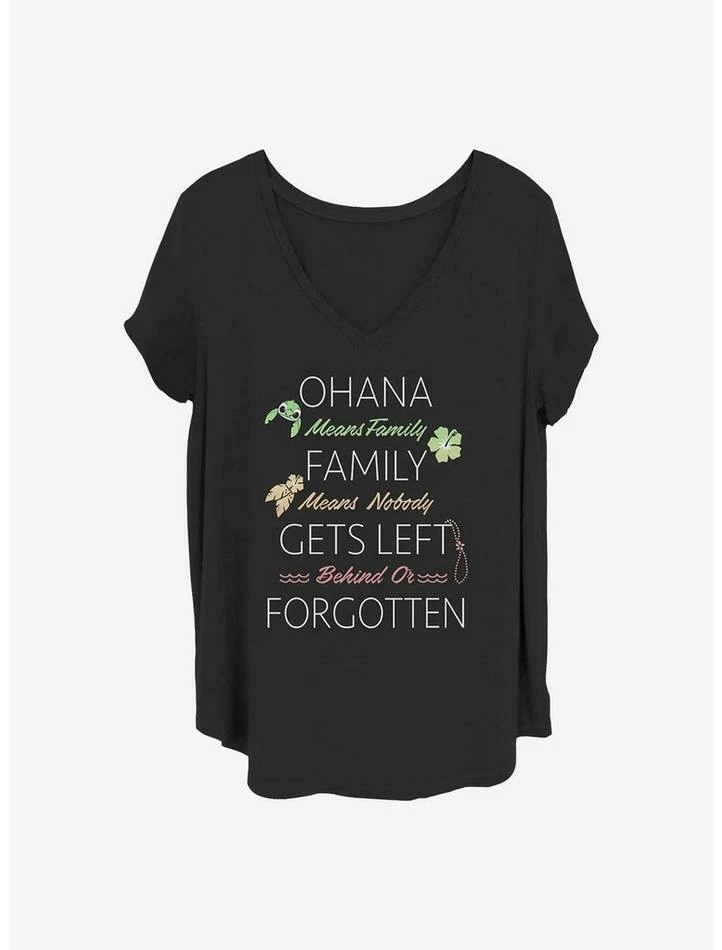 Budget โค๏ธ Disney Lilo & Stitch Ohana Family Quoted ๐ง Girls T-Shirt Plus Size ๐ฅ