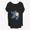Discount 😉 Disney Lilo & Stitch Three Stitch Moon 👧 Girls T-Shirt Plus Size 🥰