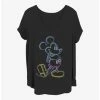 Discount ⌛ Disney Mickey Mouse Neon Mickey 👧 Girls T-Shirt Plus Size 🌟