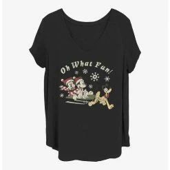 Best Pirce ⭐ Disney Mickey Mouse Oh What Fun 👧 Girls T-Shirt Plus Size ⭐