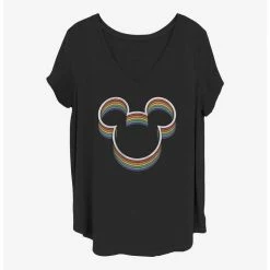 Best deal ⭐ Disney Mickey Mouse Rainbow Ears 👧 Girls T-Shirt Plus Size ✔️