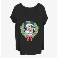 Best Sale 🛒 Disney Mickey Mouse Mickey ❄ Christmas Wreath 👧 Girls T-Shirt Plus Size 💯