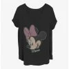 Outlet 🎁 Disney Minnie Mouse Minnie Big Face Distressed 👧 Girls T-Shirt Plus Size 👏