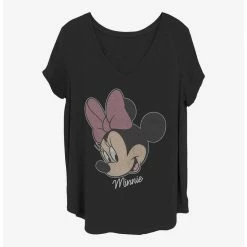 Outlet 🎁 Disney Minnie Mouse Minnie Big Face Distressed 👧 Girls T-Shirt Plus Size 👏