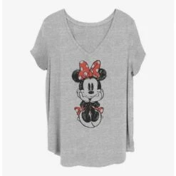 Promo 🔥 Disney Minnie Mouse Sitting Minnie Sketch 👧 Girls T-Shirt Plus Size ❤️