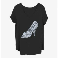 Coupon 🔥 Disney Cinderella Engraved Slipper 👧 Girls T-Shirt Plus Size 🌟