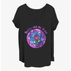 New 👍 Disney Beauty and the Beast Glass Rose 👧 Girls T-Shirt Plus Size 🛒