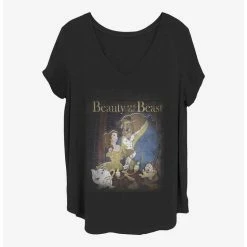 Hot Sale 🥰 Disney Beauty and the Beast Poster 👧 Girls T-Shirt Plus Size 🛒